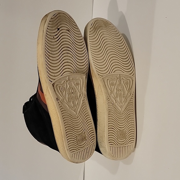 Gucci Authentic Suede High Top Web Coda UK 10 US 11 black suede red - Picture 9 of 10